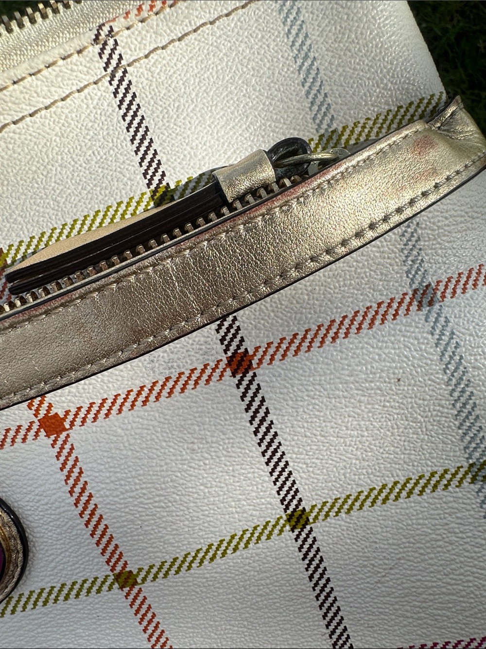 Coach White Multicolor Plaid Crossbody with Gold Accents - Picture 16 of 16